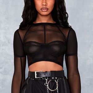 Black Mesh Long Sleeves Bodice